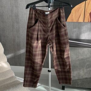 Wilfred Brown plaid cropped pant - 8